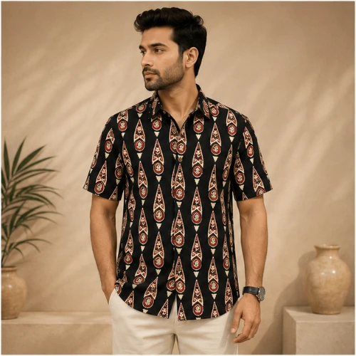 Jaipuri Block – Sanganeri Block Printed Half Sleeve Jaipuri Cotton Shirt