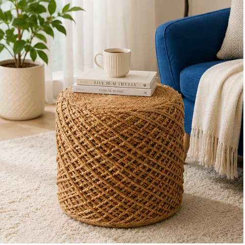 Handcrafted Jute Ottoman Pouffes | Footrest & Floor Stool