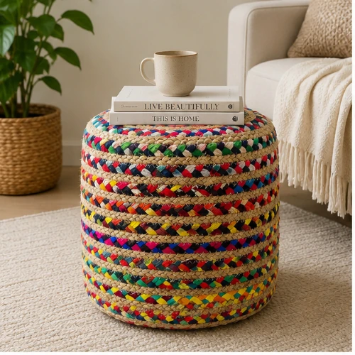 Jute Pouf for Extra Sitting | Natural Jute Floor Cushion & Footrest