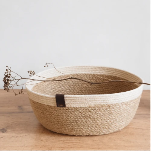 Handcrafted Jute Fruit and Utility Storage Basket | Round Multipurpose Basket | 10 × 6 Inch