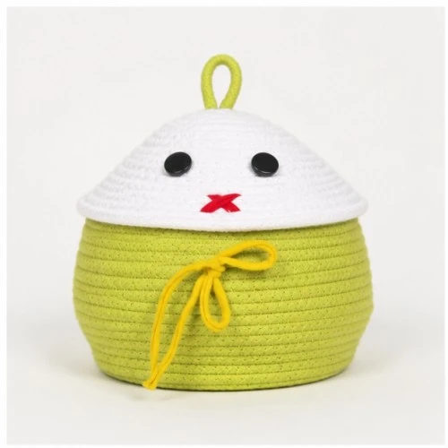 Handcrafted Cotton Matka Shape Basket with Lid | Multipurpose Storage Organizer (10 × 10 Inch)